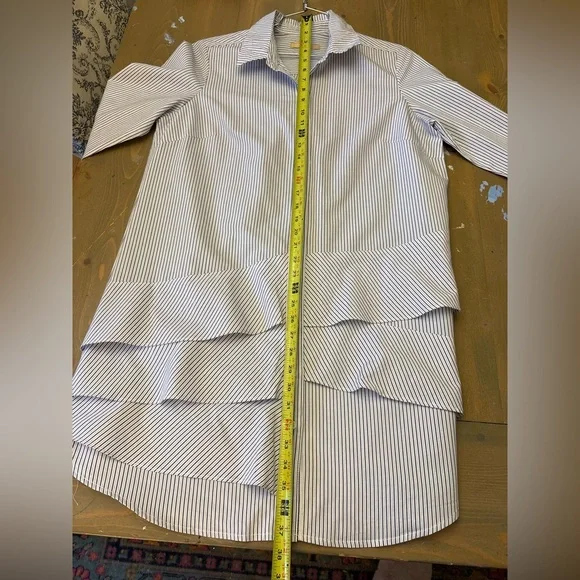 Hope and Harlow Cotton Blue and White Striped Shirtdress Size Large - Picture 7 of 9